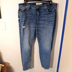 Torrid Distressed Blue Denim Mid-Rise Skinny Jeans